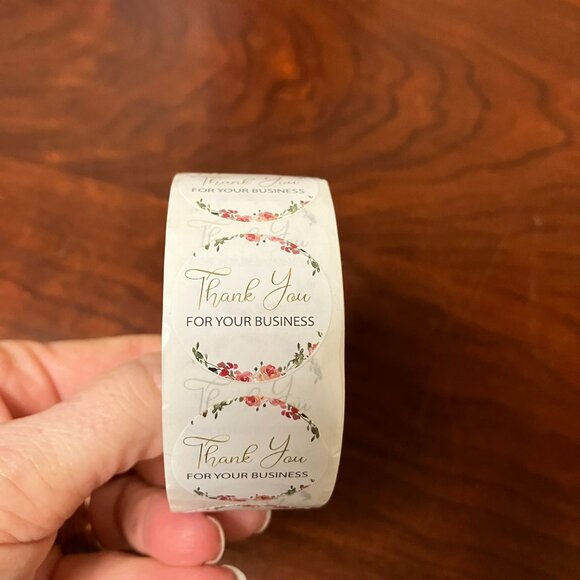 THREE Brand NEW Rolls total of 1,500 Self Adhesive Stickers Thank you - Picture 3 of 7